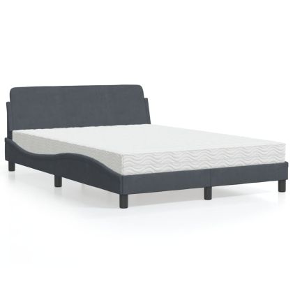 Легло с матрак, тъмносиво, 120x200 см, кадифе