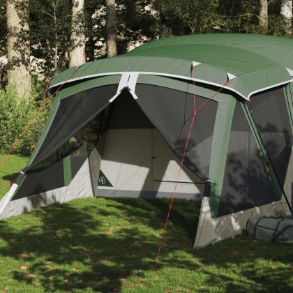 Къмпинг палатка с веранда, 4-местна, зелена, водоустойчива