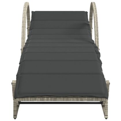 Шезлонги, 2 бр, с шалтета, светлосиви, полиратан