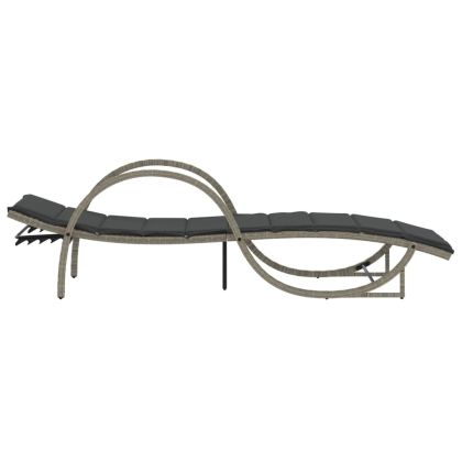 Шезлонги, 2 бр, с шалтета, светлосиви, полиратан