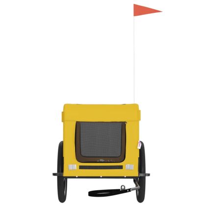 Ремарке за колело за любимци жълт и черен Оксфорд плат и желязо