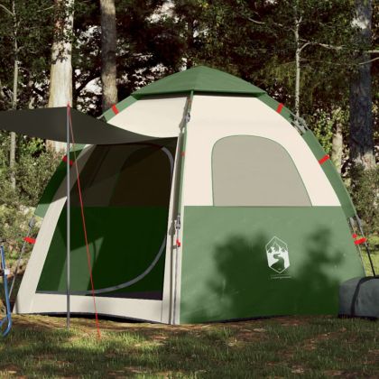 Къмпинг палатка, кабинна, 4-местна, зелена, бързо освобождаване