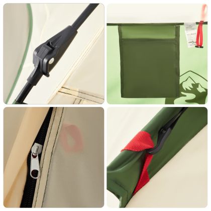 Къмпинг палатка, кабинна, 4-местна, зелена, бързо освобождаване