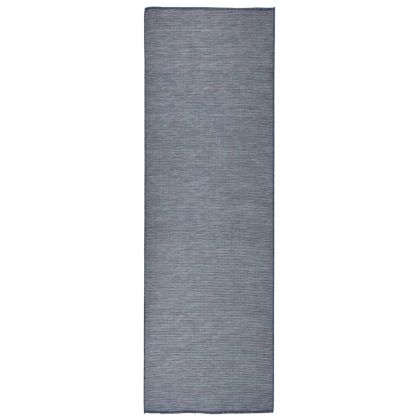 Градински плоскотъкан килим, 80x250 см, син