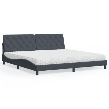 Легло с матрак, тъмносиво, 200x200 см, кадифе