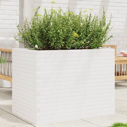 Градински сандък, бял, 90x60x68,5 см, масивна борова дървесина
