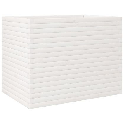 Градински сандък, бял, 90x60x68,5 см, масивна борова дървесина