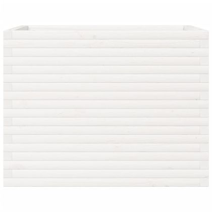 Градински сандък, бял, 90x60x68,5 см, масивна борова дървесина