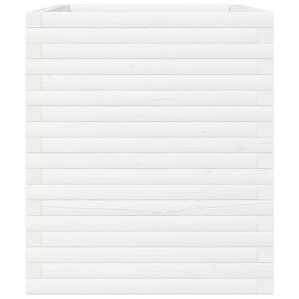 Градински сандък, бял, 90x60x68,5 см, масивна борова дървесина