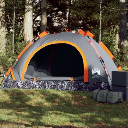 Къмпинг палатка 2-местна сиво-оранжева бързо освобождаване