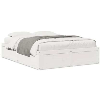 Рамка за легло, бяла, 140х200 см, бор масив