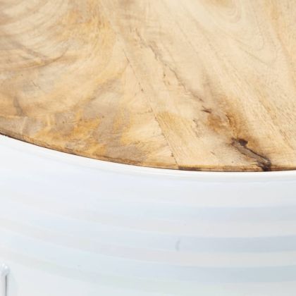 Бар маси с форма на барабан 3 бр масивно грубо мангово дърво