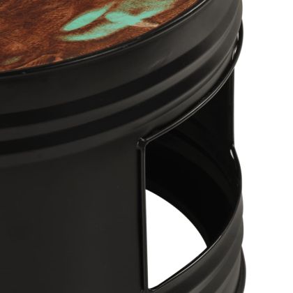 Бар маси с форма на барабан 3 бр масивна регенерирана дървесина