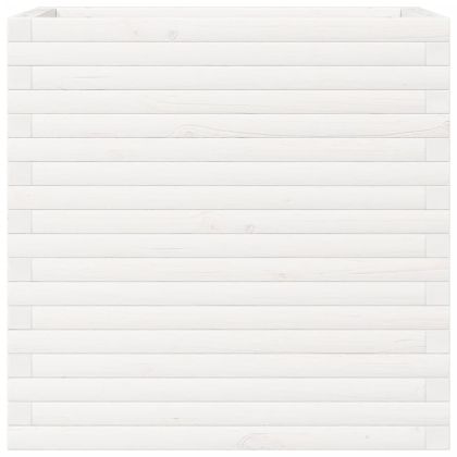 Градински сандък, бял, 70x40x68,5 см, масивна борова дървесина