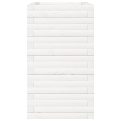 Градински сандък, бял, 70x40x68,5 см, масивна борова дървесина