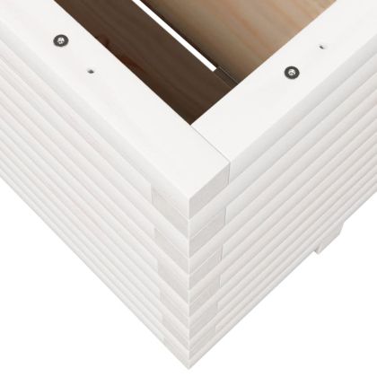 Градински сандък, бял, 100x100x49,5см, масивна борова дървесина