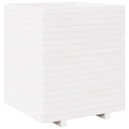 Градински сандък, бял, 60x60x72,5 см, масивна борова дървесина