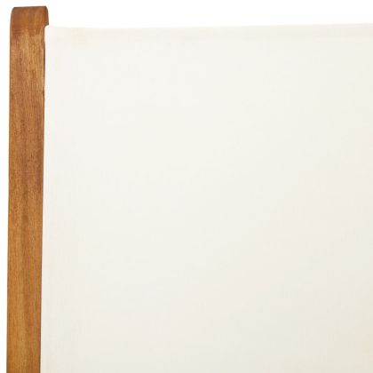 Накланящи градински столове 4 бр кремавобял плат и дърво масив