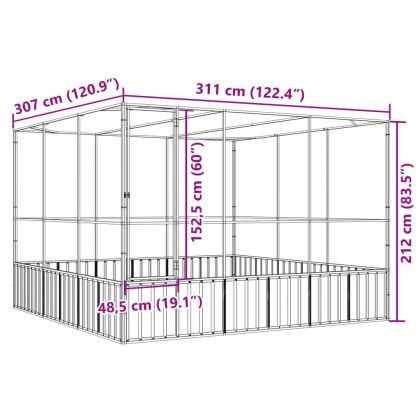 Волиера, сребриста, 311x307x212 см, стомана