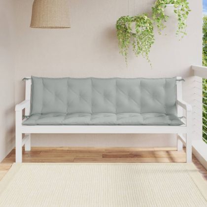 Възглавници за градински пейки 2бр меланж светлосиви 180x50x7см