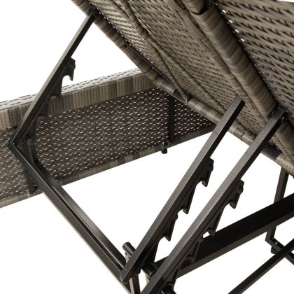 Двоен шезлонг с възглавници, сив, полиратан