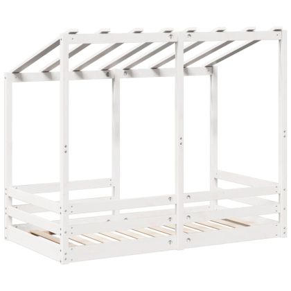 Детско легло с покрив, бяло, 70x140 см, борово дърво масив