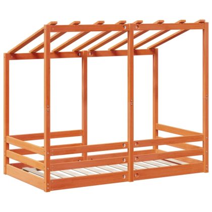 Детско легло с покрив, восъчнокафяво, 80x160 см, бор масив