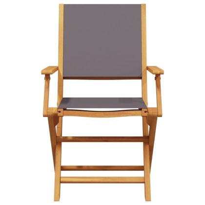 Сгъваеми градински столове, 6 бр, антрацит, плат и дърво масив