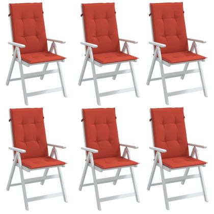 Възглавници за стол 6 бр меланж червени 120x50x4 см плат