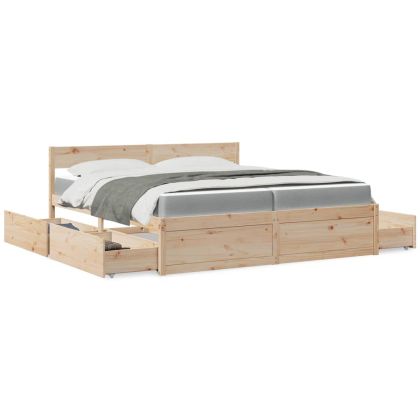 Легло с чекмеджета и матрак, 200x200 см, бор масив