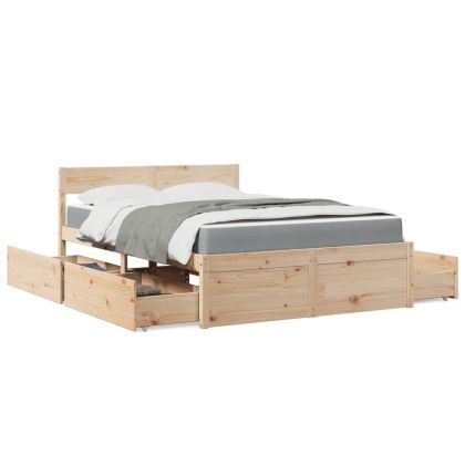 Легло с чекмеджета и матрак, 120x200 см, бор масив