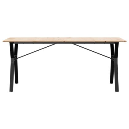Трапезна маса Y-образна рамка 180x90x75 см бор масив и стомана