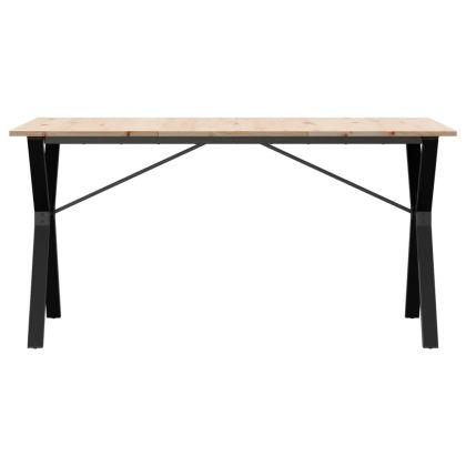 Трапезна маса Y-образна рамка 140x80x75 см бор масив и стомана
