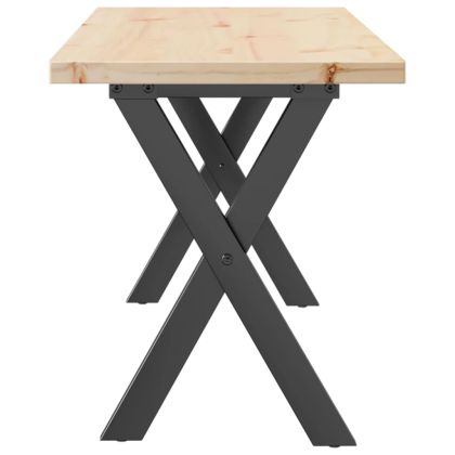Кафе маса X-образна рамка 110x40x45,5 см бор масив и стомана