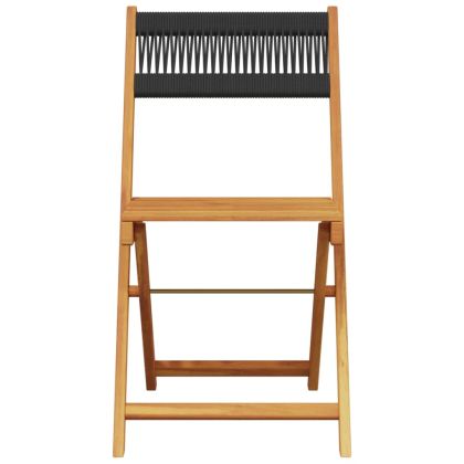 Бистро столове, 2 бр, черно, акация масив и въже