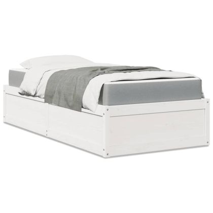 Легло с матрак, бяло, 100x200 см, бор масив