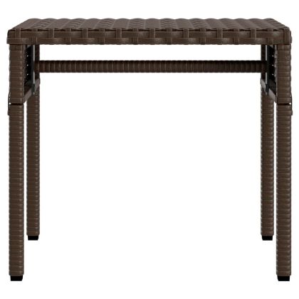 Шезлонги 2 бр със сенника и масичка, кафяви, полиратан