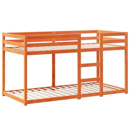 Двуетажно легло с покрив, восъчнокафяв, 75x190 см, бор масив