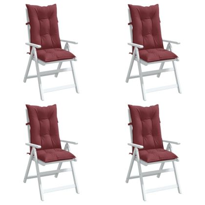 Възглавници за стол 4 бр меланж виненочервени 120x50x7 см плат