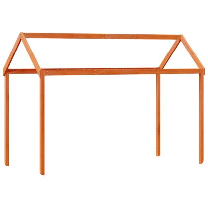 Високо легло с покрив восъчнокафяво 80x200см борово дърво масив