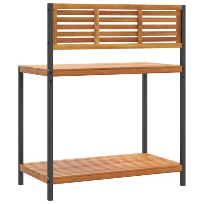 Градинска работна маса, 90x50x110 см, акация масив и стомана