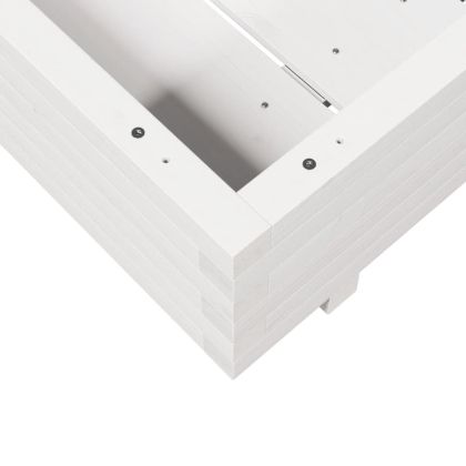 Градинска кашпа, бяла, 70x70x26,5 см, масивна борова дървесина