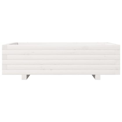 Градинска кашпа, бяла, 90x60x26,5 см, масивна борова дървесина