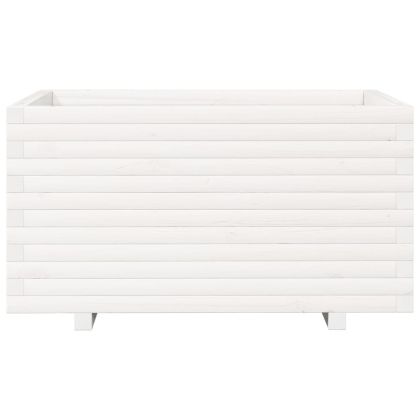 Градински сандък, бял, 90x60x49,5 см, масивна борова дървесина