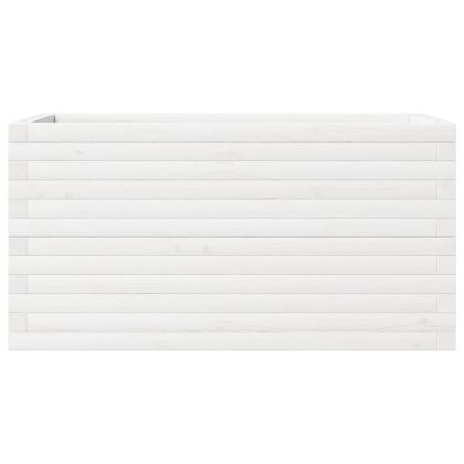 Градинска кашпа, бяла, 90x40x46 см, масивна борова дървесина