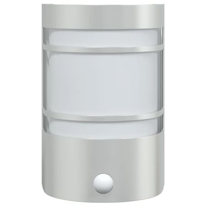Външни стенни лампи със сензори, 2 бр, сребрист, инокс