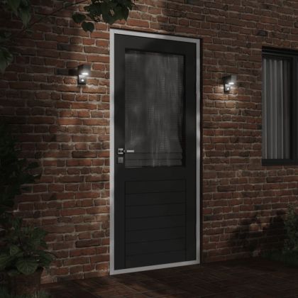 Външна стенна лампа със сензор, черен, лят алуминий