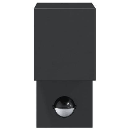 Външна стенна лампа със сензор, черен, лят алуминий