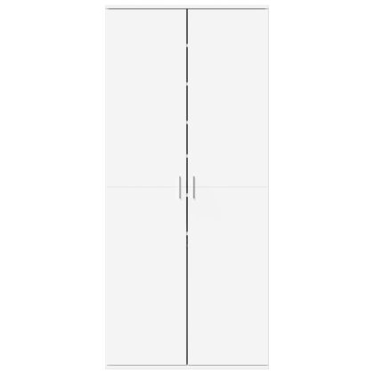 Шкаф за обувки, бял, 80x39x178 см, инженерно дърво