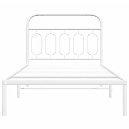 Метална рамка за легло с горна табла, черна, 100x200 см